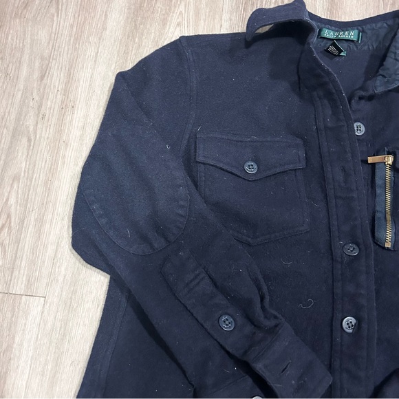 Ralph Lauren Wool 100% Navy Button Down 2 Elbow Patches Boys LG - Picture 5 of 10